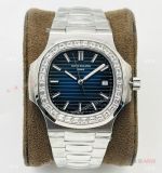 PFF Factory V4 Patek Philippe Nautilus Diamond Watch Swiss 9015 Bucherer Blue Dial